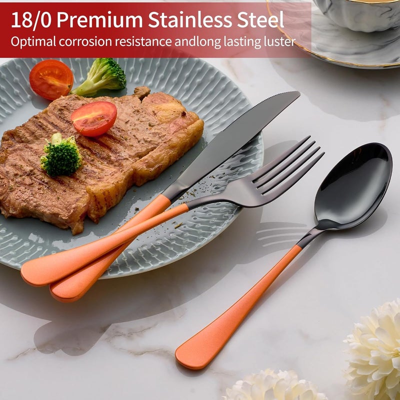 Onlycooker 20Piece Pink and Black Stainless Steel Silverware Set  Dinner Knives Forks Spoons  Dishwasher Safe - Image 4