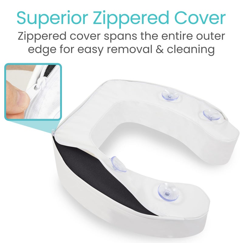 VIVE Vive Toilet Seat Cushion (Soft Cushioned Foam) - Easy Clean Soft Padded Bathroom Attachment - Elongated, Standard Seats - Comfort and Support Donut for Handicap, Adults (2" Cushioned Foam, White)  - Image 5