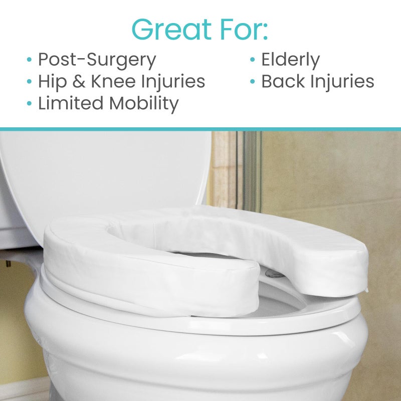 VIVE Vive Toilet Seat Cushion (Soft Cushioned Foam) - Easy Clean Soft Padded Bathroom Attachment - Elongated, Standard Seats - Comfort and Support Donut for Handicap, Adults (2" Cushioned Foam, White)  - Image 3