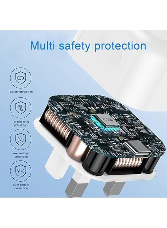 ريكرسي رأس شاحن Recrsi 35W USB C - شاحن USB-C PD من Mains UK - قابس شحن سريع من النوع C - قابس USBC شحن سريع - متوافق مع iPhone 15 15 Pro 14 13 12 SE 3 iPad Air 5 iPad Mini 6. - Image 4