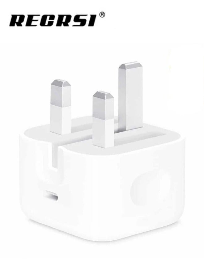 ريكرسي رأس شاحن Recrsi 35W USB C - شاحن USB-C PD من Mains UK - قابس شحن سريع من النوع C - قابس USBC شحن سريع - متوافق مع iPhone 15 15 Pro 14 13 12 SE 3 iPad Air 5 iPad Mini 6. - Image 1