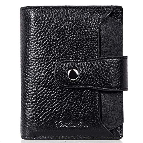 BOSTANTEN Women Leather Wallet RFID Blocking Small Bifold Zipper Pocket Wallet Card Case Purse with ID Window Black - Image 1