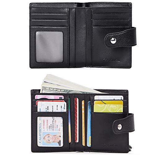 BOSTANTEN Women Leather Wallet RFID Blocking Small Bifold Zipper Pocket Wallet Card Case Purse with ID Window Black - Image 4