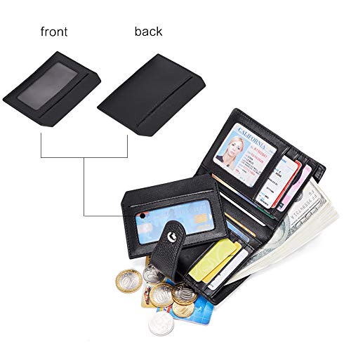 BOSTANTEN Women Leather Wallet RFID Blocking Small Bifold Zipper Pocket Wallet Card Case Purse with ID Window Black - Image 2