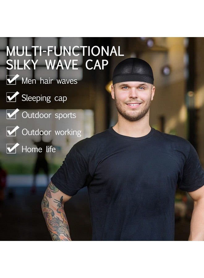 Molain Olain 2Pcs Wave Cap For Men Silky Stocking Caps For 360 540 720 Waves Satin Silk Durag Good Compression Wave Caps Shower Cap Bath Accessories Men'S Skullies Beanies  - Image 4