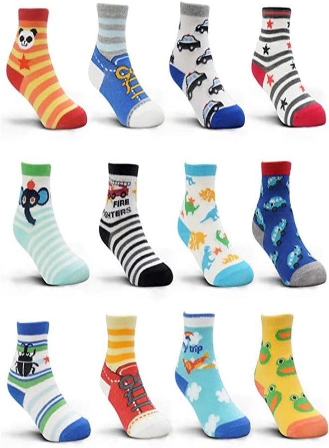 CUTEABLY Toddler Non-Slip Socks, Cartoon Design, Cotton Crew Socks with Non-Slip Soles, Floor Socks for Infants, Boys, Girls (Assorted) (4-5 Year, 6) - Image 1