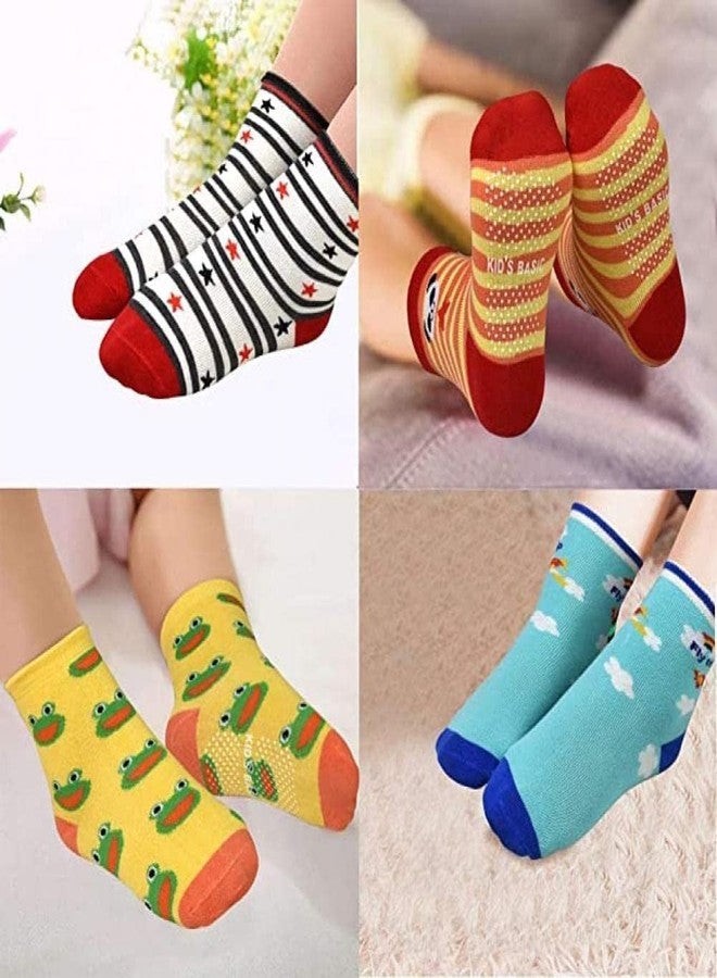CUTEABLY Toddler Non-Slip Socks, Cartoon Design, Cotton Crew Socks with Non-Slip Soles, Floor Socks for Infants, Boys, Girls (Assorted) (4-5 Year, 6) - Image 2