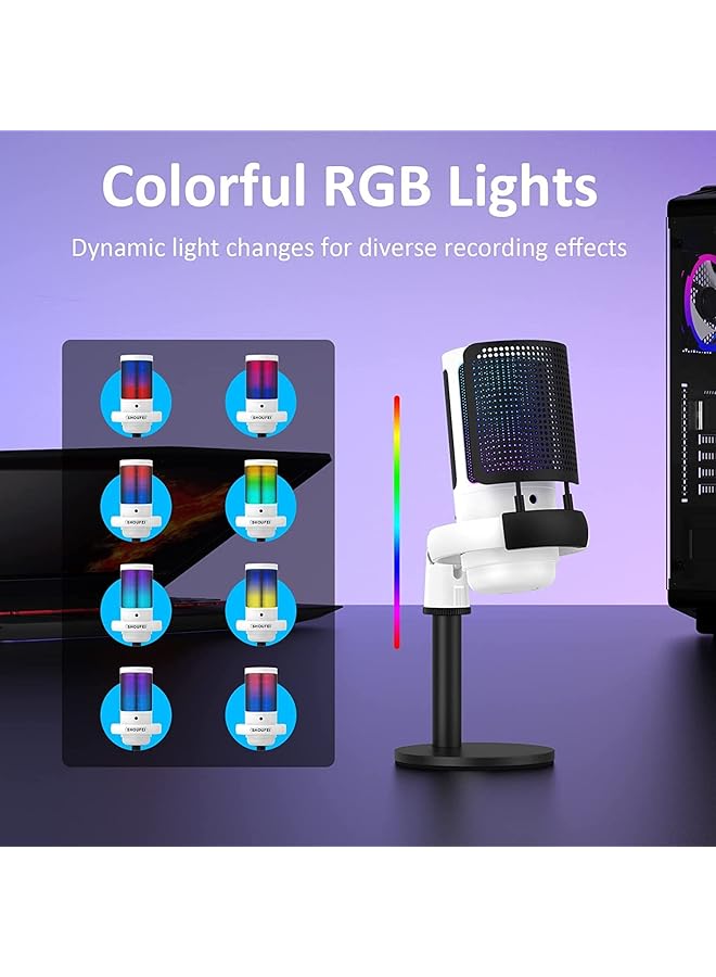 DMG TECH Gaming Microphone Condenser Microphone Suitable For Mac/Ps4/Ps5 Usb Microphone For Pc With Rgb Touch Mute Plug And Play Gain Knob & Monitoring Mic For Singing Recording Streaming Podcasts - Image 4