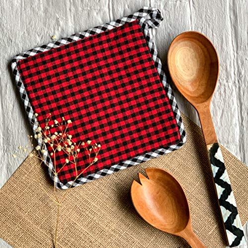 PIXEL HOME DECOR Oven Mitten with Pot Holder (Red & Black) - Image 3