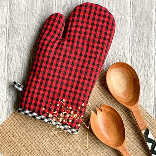 PIXEL HOME DECOR Oven Mitten with Pot Holder (Red & Black) - Image 2