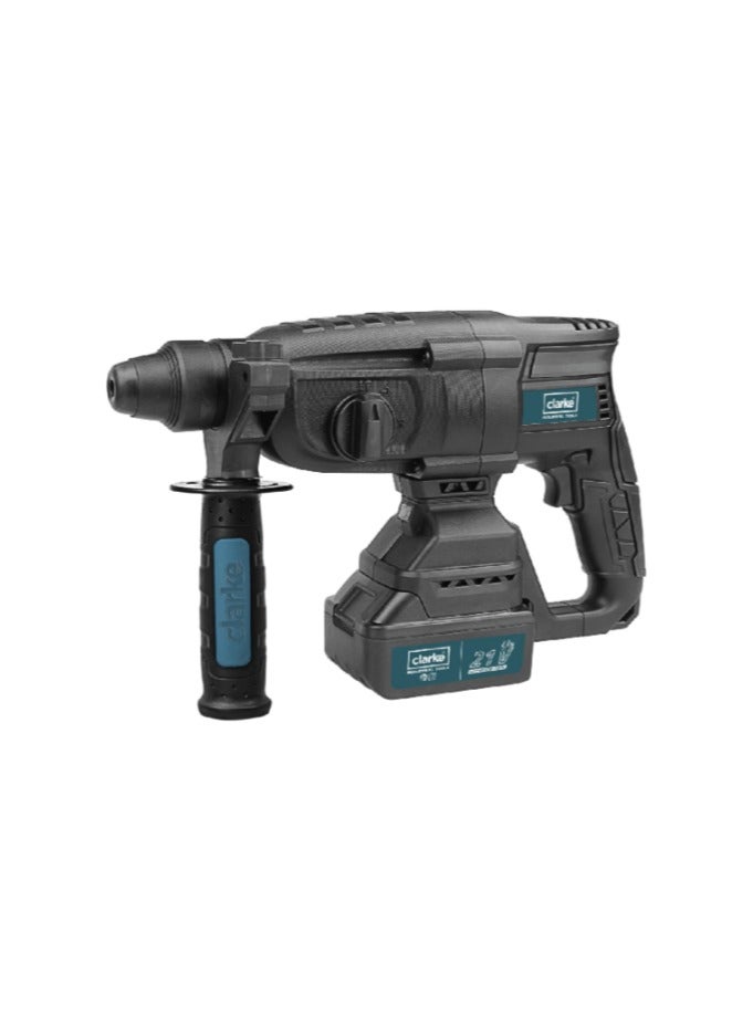 Clarke Cordless Rotary Hammer Drill 20mm SDS Plus, 870W, 1.7J Impact Energy, 0-4500 BPM, 0-1400 RPM, 4Ah Battery, Concrete/Steel/Wood Drilling, 50/60Hz, Variable Speed