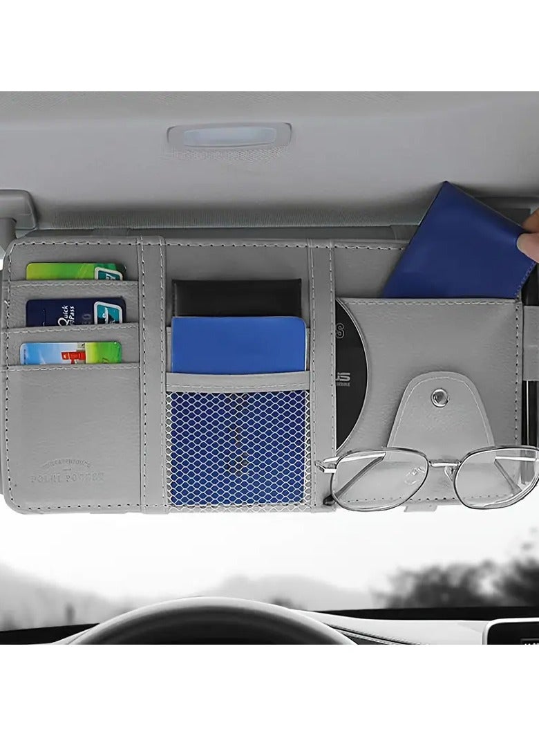 Generic Leather Multi-Compartment Dashboard Organizer with Glasses Holder, CD Slot, Phone, Wallet & Card Storage – Durable & Stylish Car Storage Solution  - Image 1