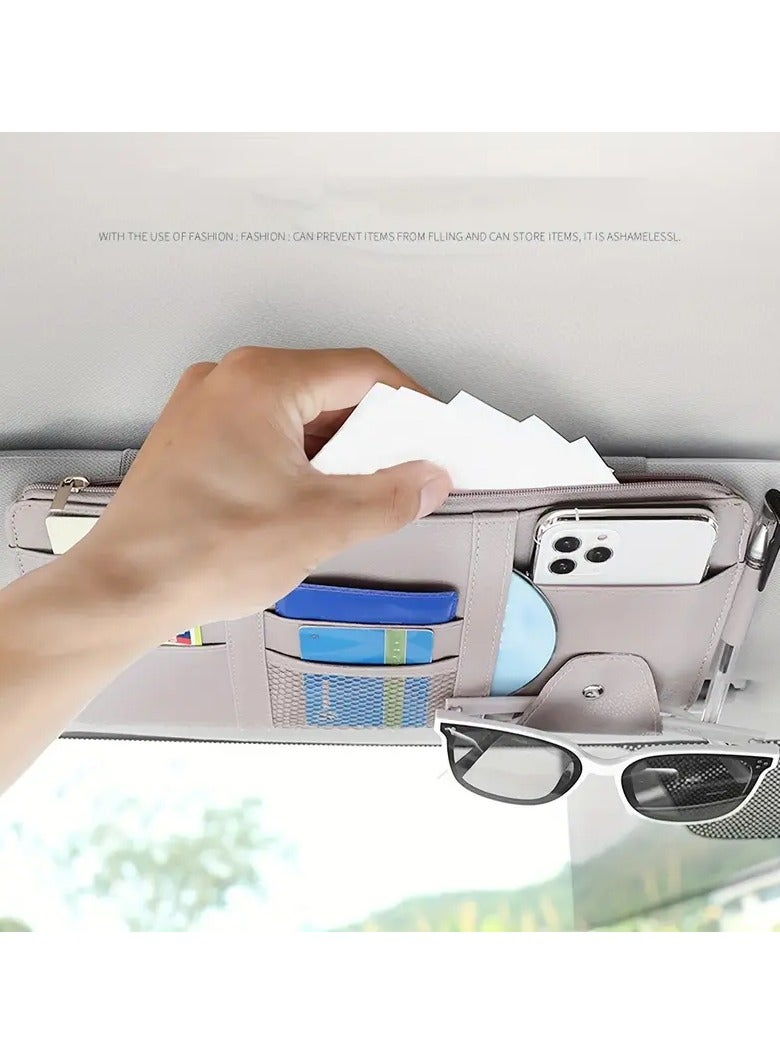 Generic Leather Multi-Compartment Dashboard Organizer with Glasses Holder, CD Slot, Phone, Wallet & Card Storage – Durable & Stylish Car Storage Solution  - Image 2
