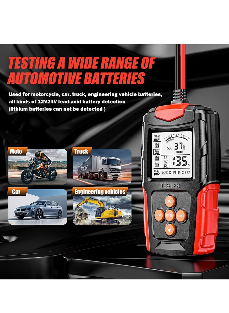 Joyelink Car Battery Tester - 12V 24V Automotive Battery Load Tester CCA Digital Auto Battery Analyzer Accurate Battery Diagnostic Tool for Car Truck Motorcycle ATV SUV - Image 3