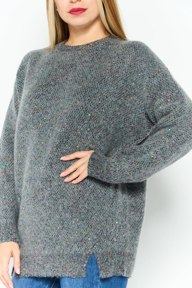 STELLA MCCARTNEY Women Knitted Long Sleeve Sweater, Charcoal - Image 2