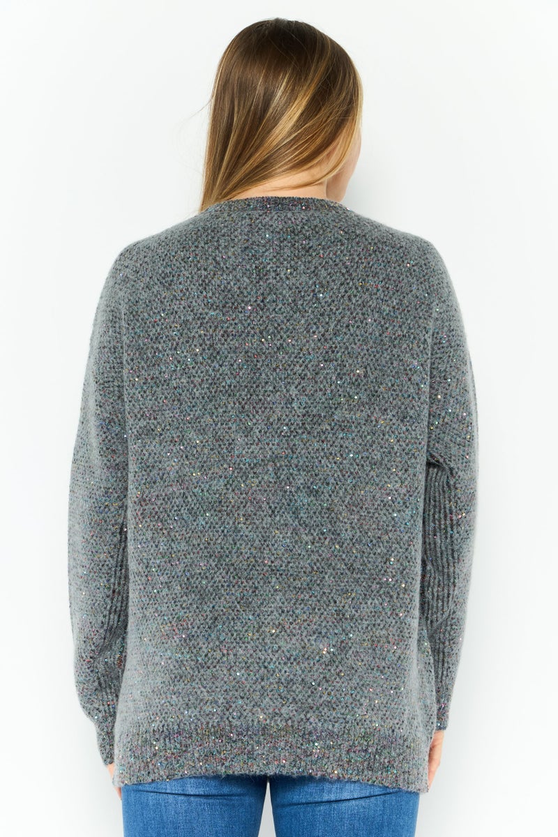STELLA MCCARTNEY Women Knitted Long Sleeve Sweater, Charcoal - Image 4