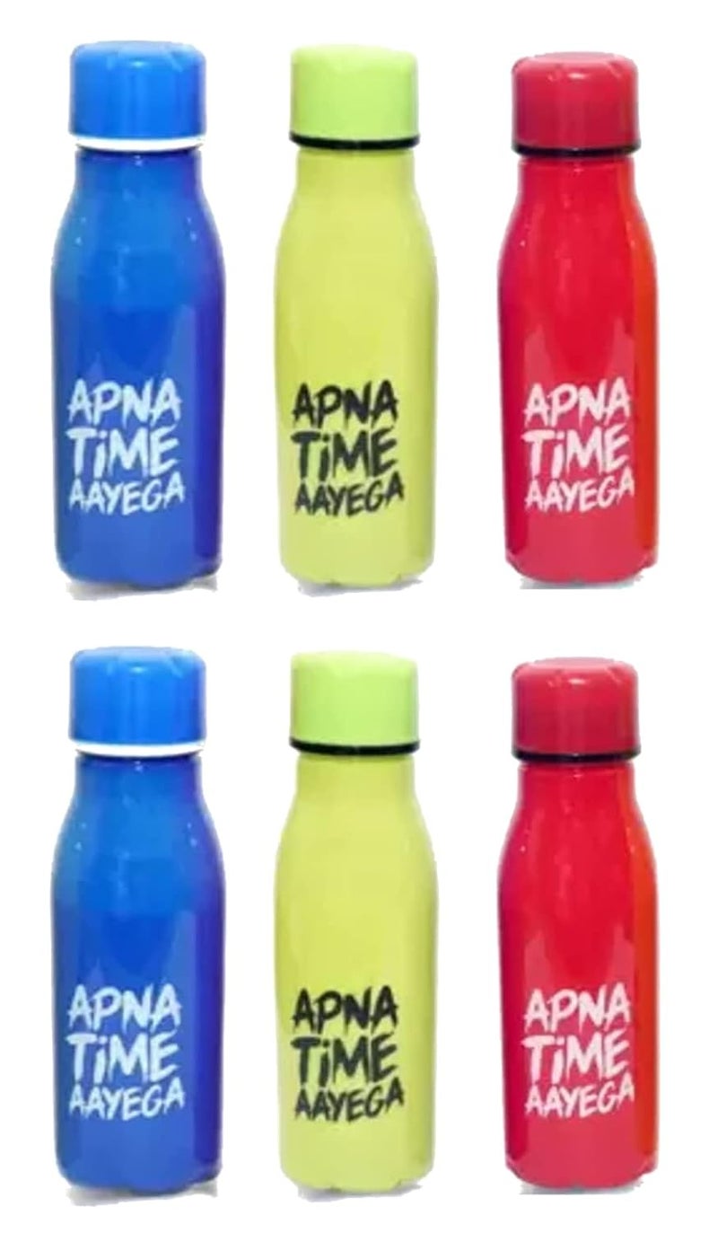 ShubhKraft ShubhKraft Birthday Return Gift for Kids in Bulk Apna Time Aayega Water Bottle for Kids Girls Boys Pack of 6 Multicolor  - Image 1