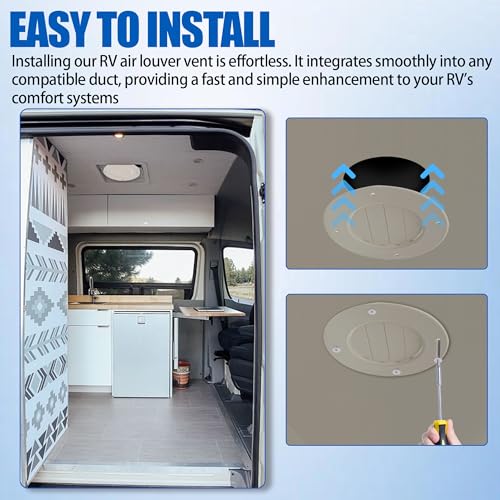 Calvana (5-Pack) 6.5" RV Ceiling Vent Covers for Inside Camper, RV AC Vent Cover Replacement, Fits 4-5/8" Ducts, Rotatable Slats for Directional Airflow, White - Image 5