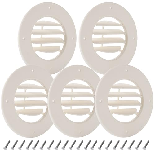 Calvana (5-Pack) 6.5" RV Ceiling Vent Covers for Inside Camper, RV AC Vent Cover Replacement, Fits 4-5/8" Ducts, Rotatable Slats for Directional Airflow, White - Image 1