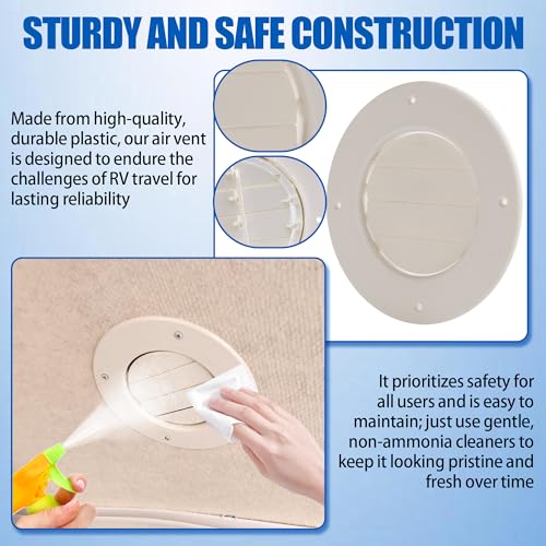 Calvana (5-Pack) 6.5" RV Ceiling Vent Covers for Inside Camper, RV AC Vent Cover Replacement, Fits 4-5/8" Ducts, Rotatable Slats for Directional Airflow, White - Image 4