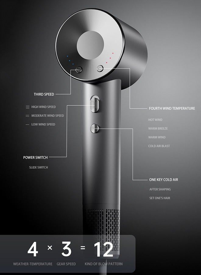 general High Speed Ionic Hair Dryer 110000 RPM Brushless Motor Fast Drying Low Noise Thermo Control Lightweight Design with Magnetic Nozzle and Diffuser for Home Travel and Salon Use - Image 4