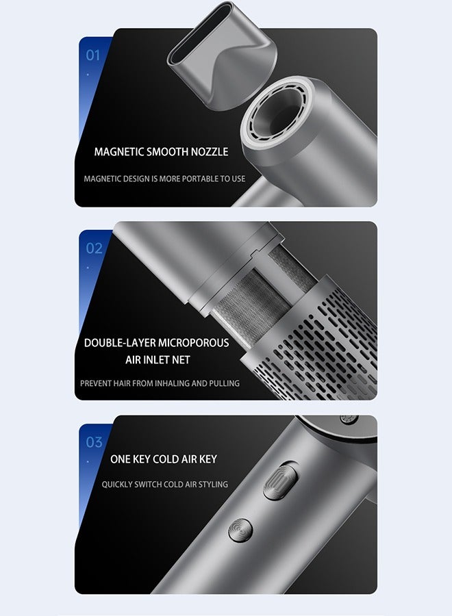 general High Speed Ionic Hair Dryer 110000 RPM Brushless Motor Fast Drying Low Noise Thermo Control Lightweight Design with Magnetic Nozzle and Diffuser for Home Travel and Salon Use - Image 5