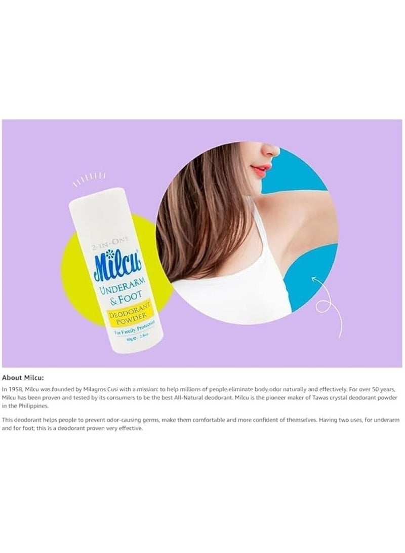 Milcu 2 In 1 Underarm & Foot Deodorant Powder 40 G - Image 2