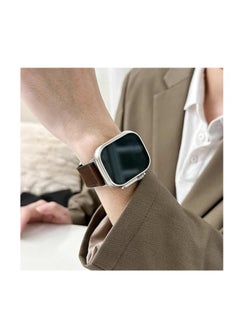 ten.tech TenTech Leather Watch Band for Apple Watch Ultra/Ultra 2, Size 49mm 45mm 44mm 42, Genuine Leather Band with Magnetic Clasp for iWatch Series 9/8/7/6/5/4/3/2/1/ SE – dark brown  - Image 4