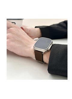 ten.tech TenTech Leather Watch Band for Apple Watch Ultra/Ultra 2, Size 49mm 45mm 44mm 42, Genuine Leather Band with Magnetic Clasp for iWatch Series 9/8/7/6/5/4/3/2/1/ SE – dark brown  - Image 3