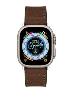 ten.tech TenTech Leather Watch Band for Apple Watch Ultra/Ultra 2, Size 49mm 45mm 44mm 42, Genuine Leather Band with Magnetic Clasp for iWatch Series 9/8/7/6/5/4/3/2/1/ SE – dark brown  - Image 2