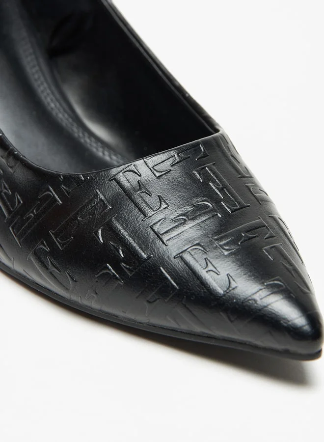 ايل Women's Monogram Embossed Block Heel Pumps