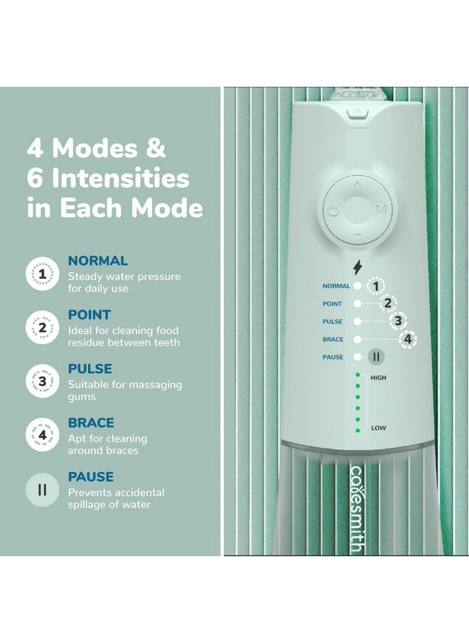 CARESMITH - Aresmith Neo Water Flosser ; 24 Pressure Setting With 5 Modes & 6 Intensities ;300 Ml Large Detachable Water Tank ; Water Flossers For Teeth Cordless; Ipx7 Waterproof ; Water Floss Pick (Green) - Image 1