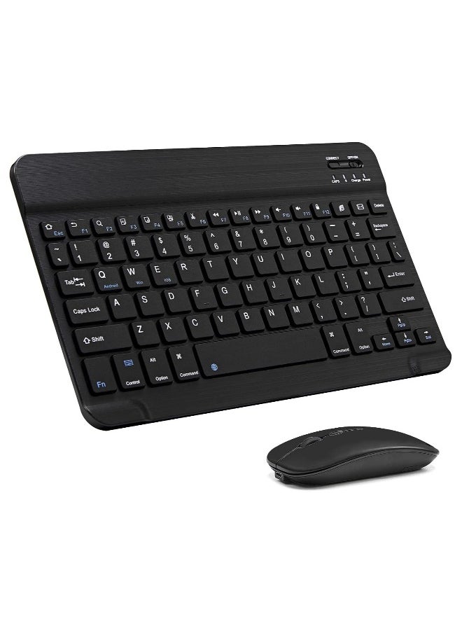 DUSALA - Ultra-Slim Bluetooth Keyboard and Mouse Combo Rechargeable Portable Wireless Keyboard Mouse Set for Apple iPad iPhone iOS 13 and Above Samsung Tablet Phone Smartphone Android Windows(Black) - Image 1