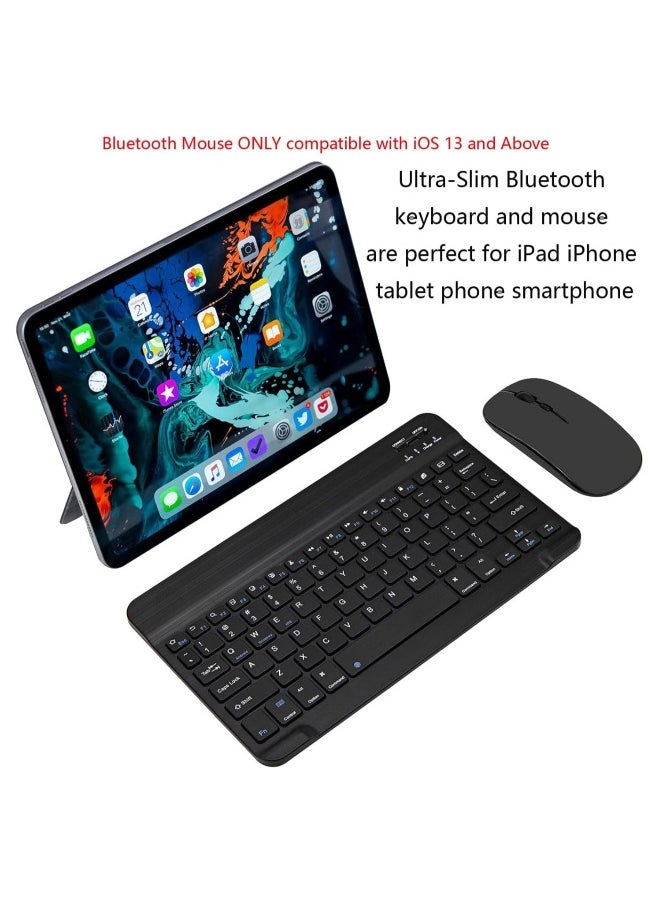 DUSALA - Ultra-Slim Bluetooth Keyboard and Mouse Combo Rechargeable Portable Wireless Keyboard Mouse Set for Apple iPad iPhone iOS 13 and Above Samsung Tablet Phone Smartphone Android Windows(Black) - Image 1