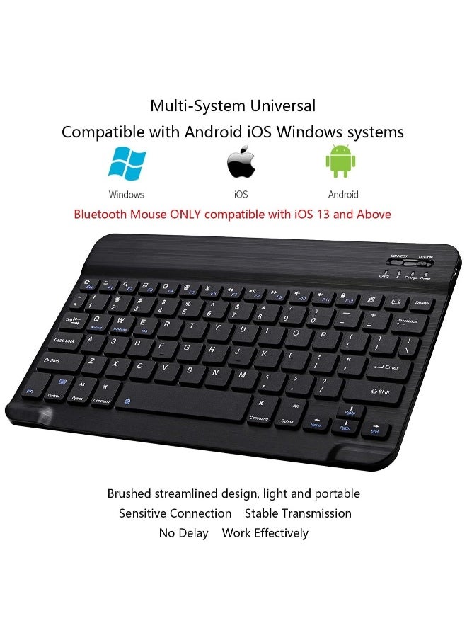 DUSALA - Ultra-Slim Bluetooth Keyboard and Mouse Combo Rechargeable Portable Wireless Keyboard Mouse Set for Apple iPad iPhone iOS 13 and Above Samsung Tablet Phone Smartphone Android Windows(Black) - Image 1