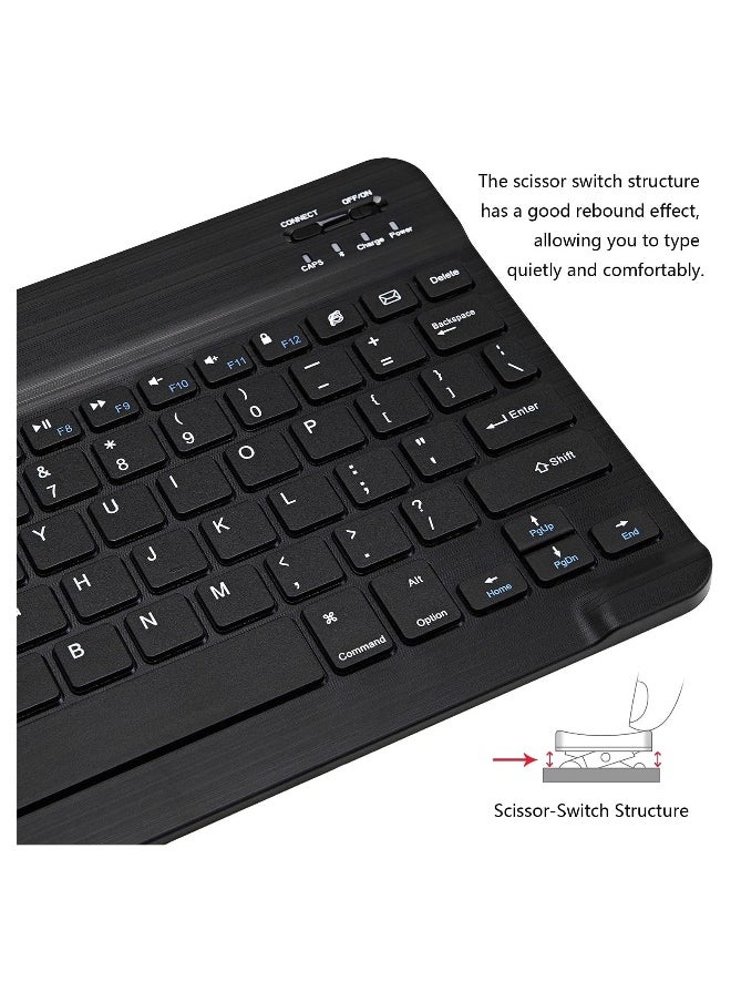 DUSALA - Ultra-Slim Bluetooth Keyboard and Mouse Combo Rechargeable Portable Wireless Keyboard Mouse Set for Apple iPad iPhone iOS 13 and Above Samsung Tablet Phone Smartphone Android Windows(Black) - Image 1
