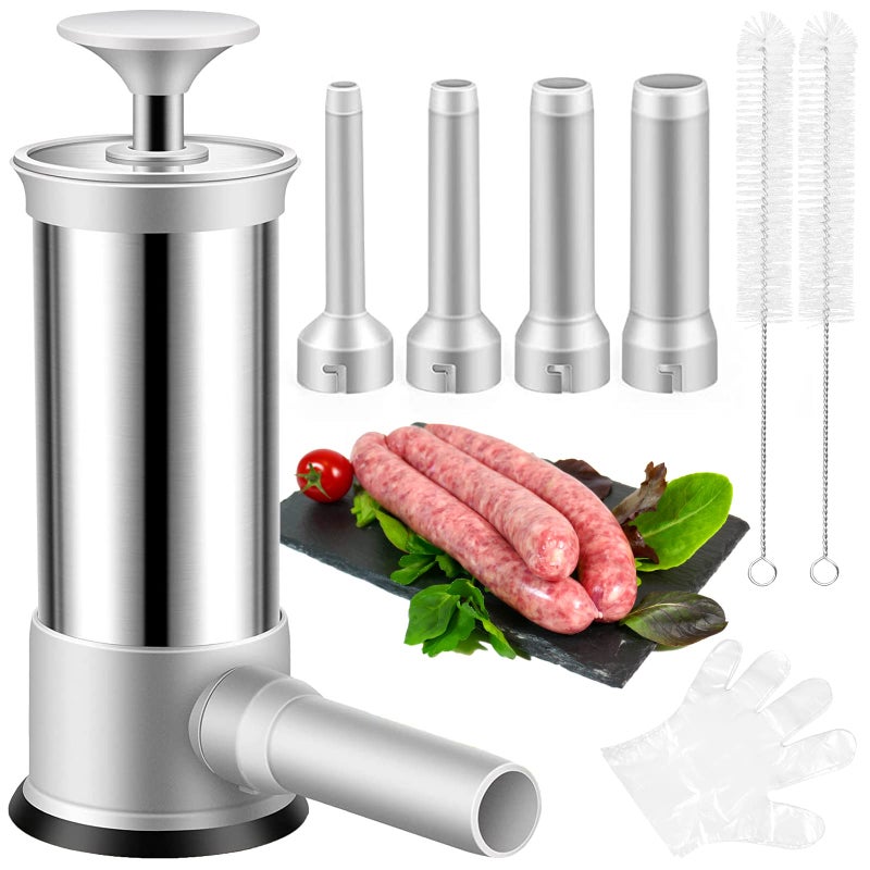 Household large enema, household sausage machine, sausage enema tool, enema clothing artifact, sausage machine with 4 enema heads + 2 pairs of gloves + 2 rolls of cotton thread + 2 brushes - Image 1