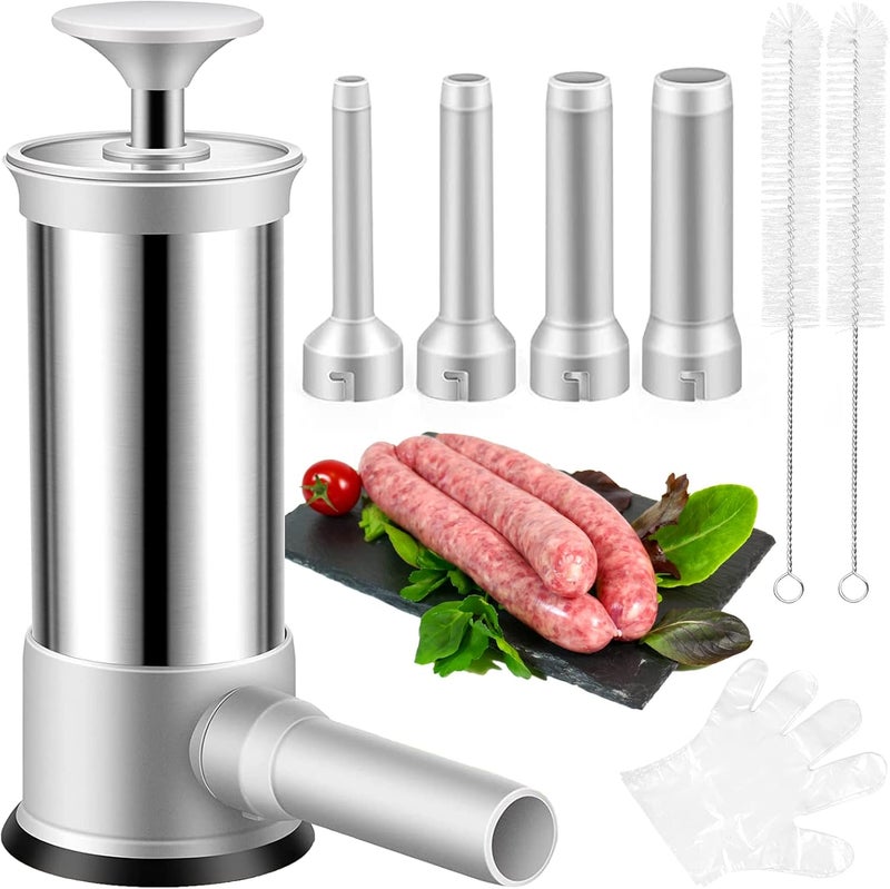 Household large enema, household sausage machine, sausage enema tool, enema clothing artifact, sausage machine with 4 enema heads + 2 pairs of gloves + 2 rolls of cotton thread + 2 brushes - Image 2