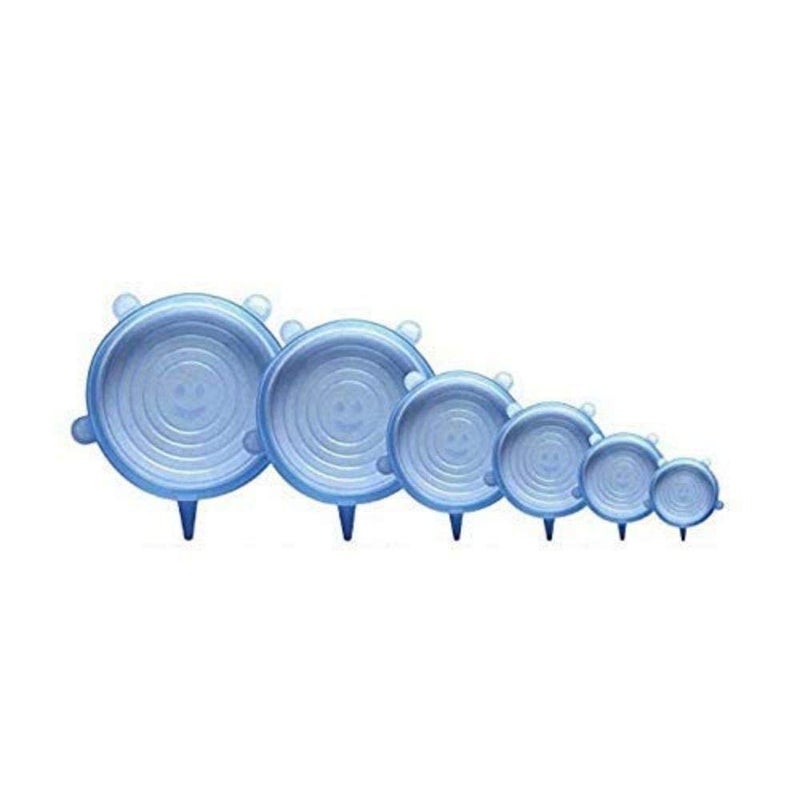 Femora Silicone Reusable Microwave Freezer Safe Stretch Lids Flexible Covers for Rectangle Round Square Containers Bowls Dishes Plates Cans Jars Glassware Mugs - Set of 6 (Free Size) - Image 1
