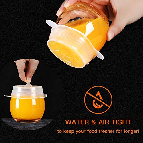 Femora Silicone Reusable Microwave Freezer Safe Stretch Lids Flexible Covers for Rectangle Round Square Containers Bowls Dishes Plates Cans Jars Glassware Mugs - Set of 6 (Free Size) - Image 5