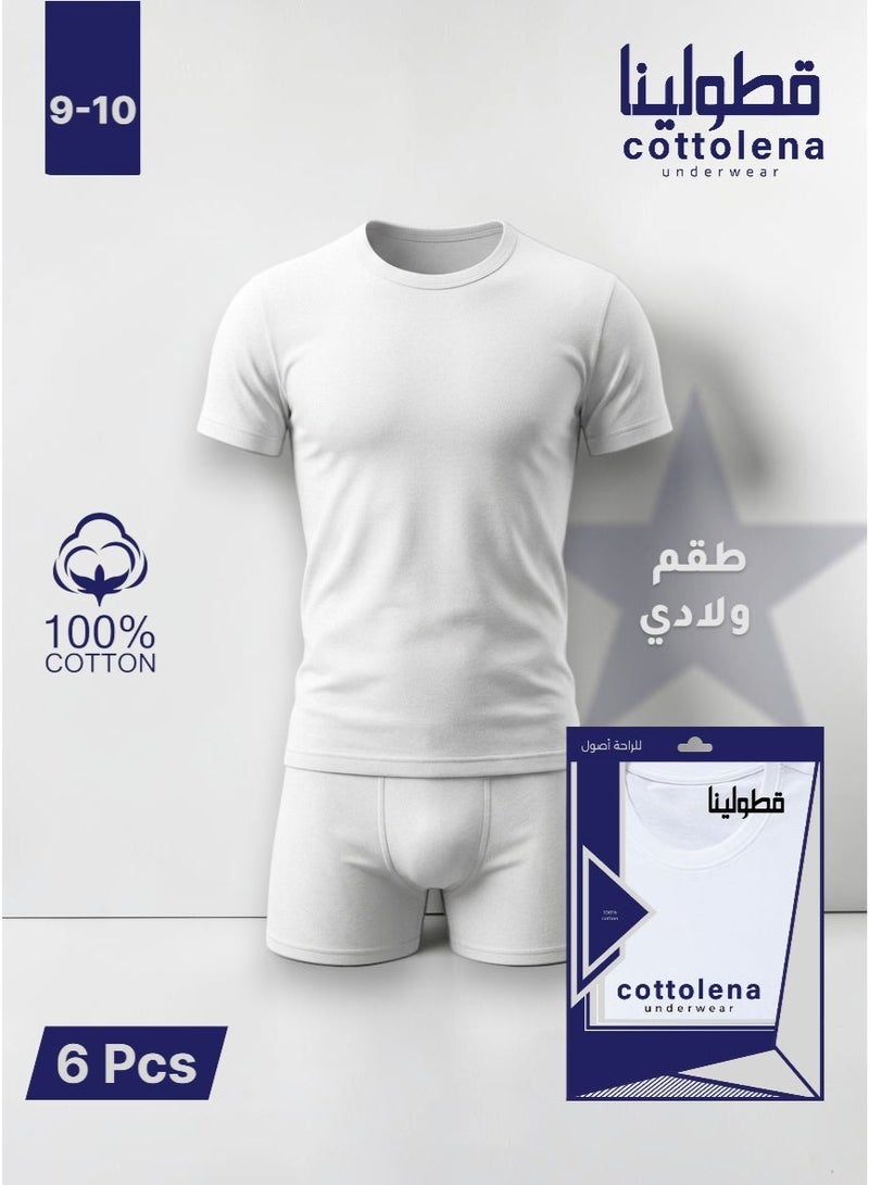 Cottolena 6-Piece Boys' Innerwear Set – 100% Combed Uzbek Cotton – Made in Egypt – Ultra Soft – Size 9-10 - Image 2