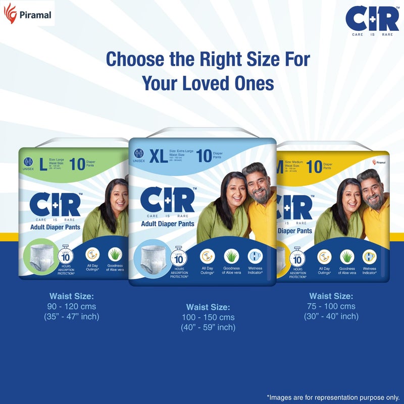 CIR Adult Diaper Pants Style | Adult Diaper Extra Large (XL)|Waist (100-150cm I 40"-59") |10 hr Absorption-Protection | Unisex with Wetness Indicator | Odour Control | Goodness of Aloe Vera | 10 Units - Image 5