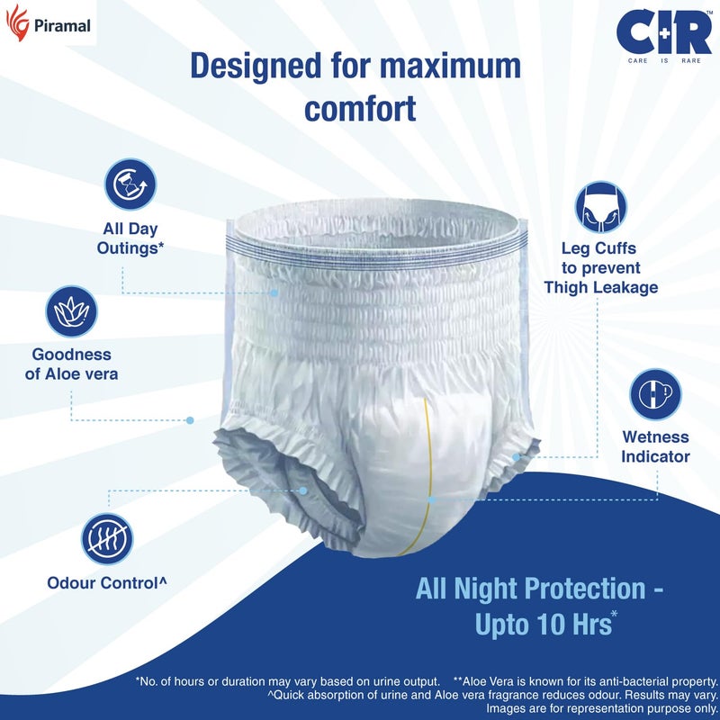 CIR Adult Diaper Pants Style | Adult Diaper Extra Large (XL)|Waist (100-150cm I 40"-59") |10 hr Absorption-Protection | Unisex with Wetness Indicator | Odour Control | Goodness of Aloe Vera | 10 Units - Image 4