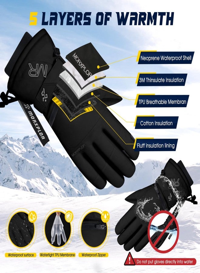 MORXPLOR Ski Snow Gloves for Men Women,3M Thinsulate Insulated Warm Winter Snowboard Gloves,Waterproof Windproof Winter Touchscreen Snowmobile Gloves for Cold Weather - Image 3