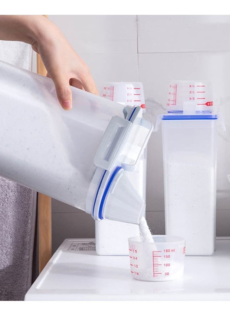 TYCOM - Rice Storage Bin 4 Pcs Cereal Containers Dispenser with Measuring Cup Plastic Storage Containers with Lids Kitchen Storage Bin Rice Holder Container Food Container 2.7 - Image 1