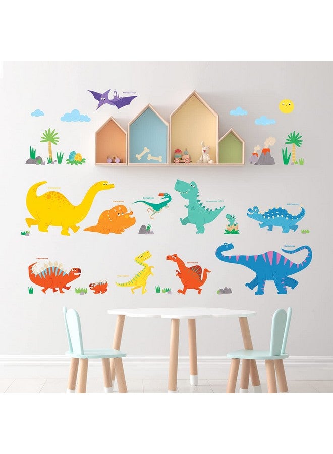Decowall Dw1703 Colourful Dinosaur Kids Wall Stickers Wall Decals Peel And Stick Removable Wall Stickers For Kids Nursery Bedroom Living Room D?Cor Dino Boys Art Baby Playroom Vinyl Decorations - Image 4
