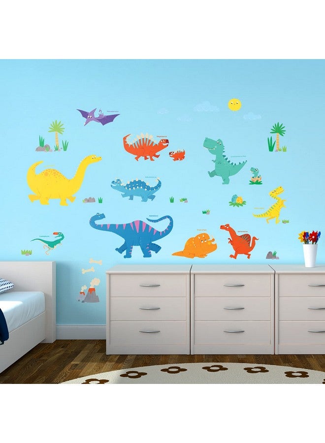 Decowall Dw1703 Colourful Dinosaur Kids Wall Stickers Wall Decals Peel And Stick Removable Wall Stickers For Kids Nursery Bedroom Living Room D?Cor Dino Boys Art Baby Playroom Vinyl Decorations - Image 5