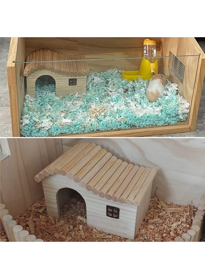 Hamiledyi Hamster Wooden House with Windows Rat Wood Hideout Small Animal Climbing Play Hut for Hamster Sugar Gliders Gerbil Dwarf Hamster - Image 4