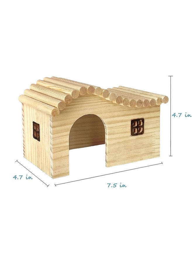 Hamiledyi Hamster Wooden House with Windows Rat Wood Hideout Small Animal Climbing Play Hut for Hamster Sugar Gliders Gerbil Dwarf Hamster - Image 2