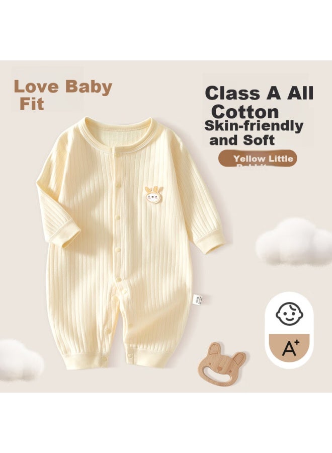 Lovebox Aibao Baby Romper Spring And Summer Pure Cotton Baby Jumpsuit Crawling Clothes Newborn Clothing Pajamas Yellow 73cm T142 - Image 1